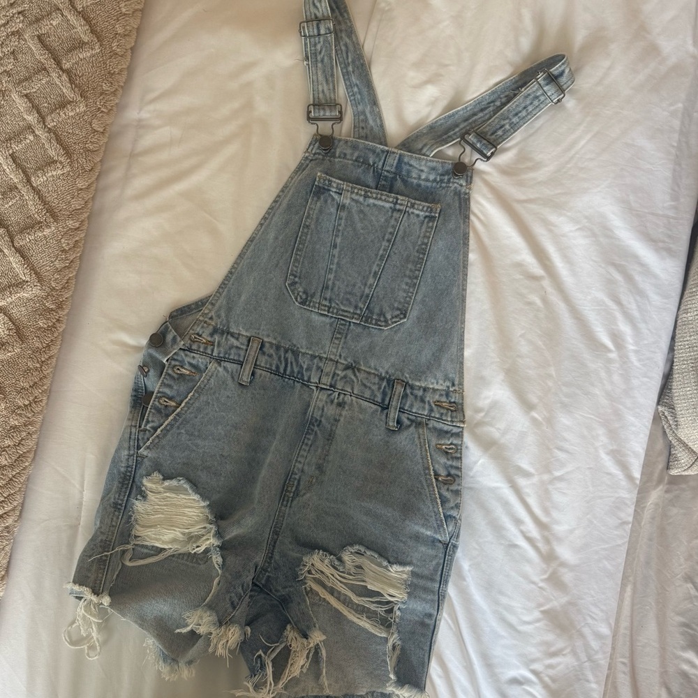 Distressed Denim Overalls